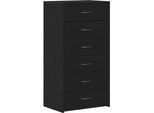 Syfax™ Credenza Con 6 Cassetti Rovere Nero 50X34X96 Cm In Truciolato