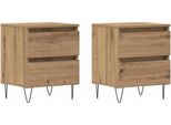 Syfax™ Armadio Da Notte 2 Pcs Rovere Artigianale 40 X 35 X 50 Cm