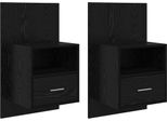 Syfax™ Armadio Da Notte 2 Pcs Rovere Nero 50 X 32.5 X 80Cm