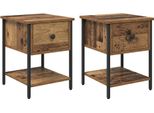 Syfax™ Comodino Con Cassetto 2 Pcs Legno Vecchio 34 X 35,5 X 45 Cm