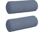 Vidaxl Cuscino Bolster 2 Pezzi Blu Ø 25 X 70 Cm Tessuto A Coste