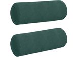Vidaxl Cuscino Bolster 2 Pezzi Verde Scuro Ø 25 X 70 Cm Tessuto A Coste