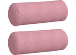 Vidaxl Cuscini Bolster 2 Pezzi Rosa Ø 25 X 70 Cm In Velluto A Coste