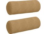 Vidaxl Cuscino Bolster 2 Pezzi Marrone Ø 25 X 70 Cm Tessuto A Coste