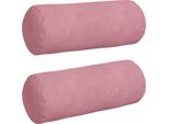 Vidaxl Cuscini Bolster 2 Pezzi Rosa Ø 15 X 40 Cm In Velluto A Coste
