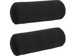 Vidaxl Cuscino Bolster 2 Pezzi Nero Ø 25 X 70 Cm Tessuto A Coste