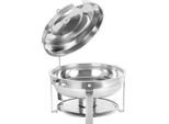 Scaldavivande - Scaldavivande Rotondo - 7,5 L - Acciaio Inox - Con Coperchio - Per Catering E Buffet - Argento