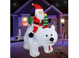 Babbo Natale Gonfiabile Con Orso Polare E Albero Di Natale, Illuminazione A Led Integrata, Decorazione Natalizia Gonfiabile Per Giardino, Festa Di Natale