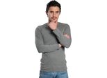 Camicia Da Uomo A Maniche Lunghe Con Scollo Rotondo. Grigio Scuro Screziato : M