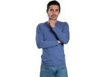Camicia Da Uomo A Maniche Lunghe Con Scollo Rotondo. Blu: M