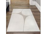 Tappeto Da Salotto Effetto Altezza Minimalista Con Motivo Astratto In Color Crema Dimensioni - 80 X 150 Cm