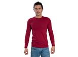 Camicia Da Uomo A Maniche Lunghe Con Scollo Rotondo. Bordeaux: M