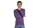 Camicia Da Uomo A Maniche Lunghe Con Scollo Rotondo. Lila: L