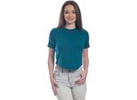 Crop Top Da Donna Con Maniche Corte E Scollatura Rotonda. Petrolio : Xl