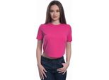 Crop Top Da Donna Con Maniche Corte E Scollatura Rotonda. Fucsia: Xl