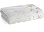 Eurofirany | Asciugamano Da Bagno - Asciugamano - 70 X 140 Cm - Argento - Con Ricamo Floreale - Cotone - Morbido