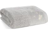 Eurofirany | Asciugamano Da Bagno - Asciugamano - Con Ricamo Floreale - 70 X 140 Cm - Color Acciaio - Morbido