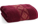 Eurofirany | Asciugamano Da Bagno - Asciugamano - 70 X 140 Cm - Rosso - Con Filo Lucido - Cotone