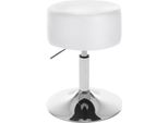 Sgabello Da Bar In Pelle Finta - Sgabello Da Banco - Altezza Regolabile - Girevole A 360° - Seduta Di Circa 33,5 Cm - Stile Moderno - Bianco