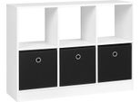 Libreria - Scaffale A Cubo Con Armadio - 2 Livelli 6 Scomparti - 3 Cassetti In Tessuto - 80 X 60 X 30 Cm - Truciolare Con Melamina - Portata 5 Kg/Scaffale, Top 30 Kg - Bianco