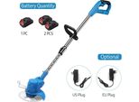 Tagliabordi A Batteria 21V - Tagliabordi Elettrico Telescopico - 2 Batterie Da 1500 Mah - Caricabatterie Rapido Con Spina Ue - Acciaio Inox - Blu