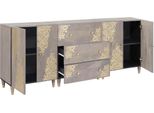 Vidaxl Set Di Mobili Da Bagno 3 Pezzi Grigio E Oro 180 X 33 X 75 Cm