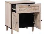Vidaxl Comodino Con Anta Beige 50 X 33 X 60 Cm In Legno Massiccio Di Mango