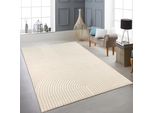 Tappeto Crema Con Motivo A Linee 3D Morbido Ed Elegante Per Il Soggiorno Dimensioni - 80 X 300 Cm