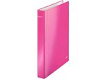 Leitz 4241-00-23 4241 Raccoglitore Ad Anelli Wow, A4 Maxi, Pp, 2 Anelli Ø25 Mm, Rosa Metallizzato