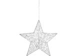 Fiammiferi21 Led Decorazione Finestra Stella Metallo Argento / Decorazione Finestra Decorazione Natalizia Decorazione Stella Da Appendere / Appendere Illuminata Bianco Caldo Ø 50 Cm Funzionamento A Batteria / Timer / Interruttore