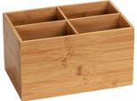 Wenko Scatola In Bambù Terra 4 Scomparti Per Stoccaggio Bagno Wc Cucina Organizzatore