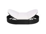 Syfax™ Lettino Prendisole Con Cuscino In Polyrattan Nero
