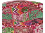 Syfax™ Pouf Patchwork Rotondo Fatto A Mano In Cotone 40X20 Cm Rosa