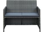 Vidaxl Divano Da Giardino A 2 Posti Con Cuscini In Poly Rattan Grigio