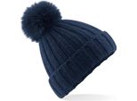 Beechfield B413 | Verbier Fur Pom Pom Chunky Beanie - Colore: Navy - Taglia: Unica