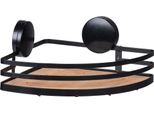 Wenko Static-Loc® Mensola Angolare Alba, Mensola Per Bagno, Nero, Acciaio/Bambù
