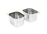 Vidaxl Contenitore Gastronorm 2 Pz. Gn 1/2 200 Mm Acciaio Inox