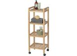 Wenko Carrello Bagno Cucina Norvegia In Legno 4 Ripiani Ruote Di Servizio