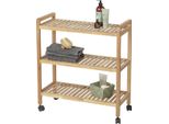 Wenko Carrello Bagno Cucina Norvegia Legno 3 Ripiani Ruote Di Servizio