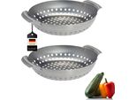 Set Di 2 Cestelli Per Griglia In Acciaio Inox Bremermann (27 X 6 X 22,5 Cm), Padella Per Grigliare