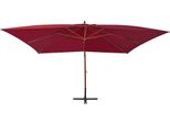 Vidaxl Ombrellone A Semaforo Con Asta In Legno 400X300 Cm Rosso Bordeaux