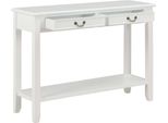 Tavolo Consolle Bianco 110 X 35 X 80 Cm Legno