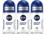 Nivea Men Deo Sensitive Protect Roll On Anti-Traspirante 50Ml Confezione Da 3