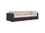 Set Di Divani Da Giardino 3 Pezzi Con Cuscini In Poly Rattan Marrone