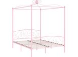 Syfax™ Letto A Baldacchino Rosa In Metallo 160X200 Cm