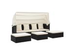 Syfax™ Lettino Da Giardino Con Tettuccio In Polyrattan Nero
