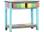 Consolle Dipinta A Mano 80×35×75 Cm In Legno Massiccio Di Mango