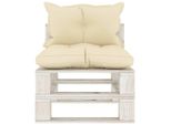 Syfax™ Divano Centrale Da Giardino Pallet Con Cuscini Crema In Legno