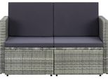 Vidaxl 2-Sitzer-Gartensofa Mit Auflagen Grau Poly Rattan