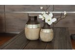 Gilde Flaschenvase, "Bradora"", Gestreift, Keramik, Beige, Braun, , L. 19 Cm, B. 19 Cm, H. 27,5 Cm 47132"